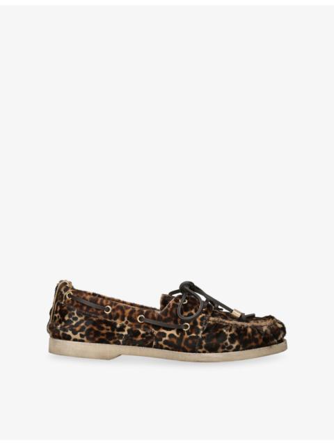 Golden Goose Leopard-Print Leather Boat Shoes