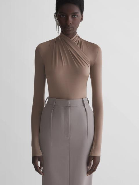MUGLER brown scarf bodysuit