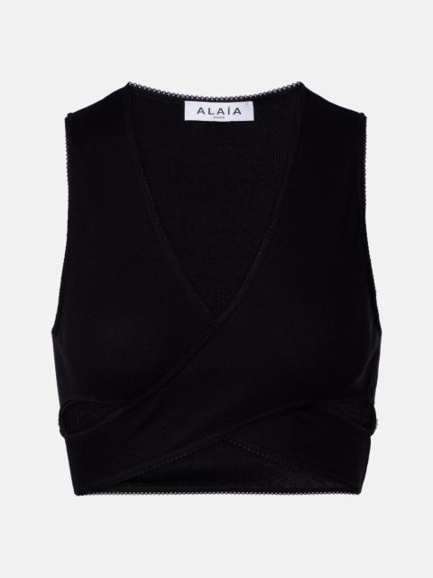 Alaïa Ribbed-knit jersey crop top