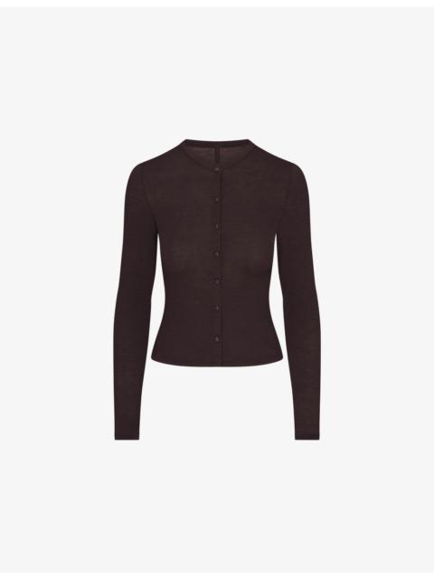 SKIMS Sheer Round-Neck Stretch-Modal Cardigan