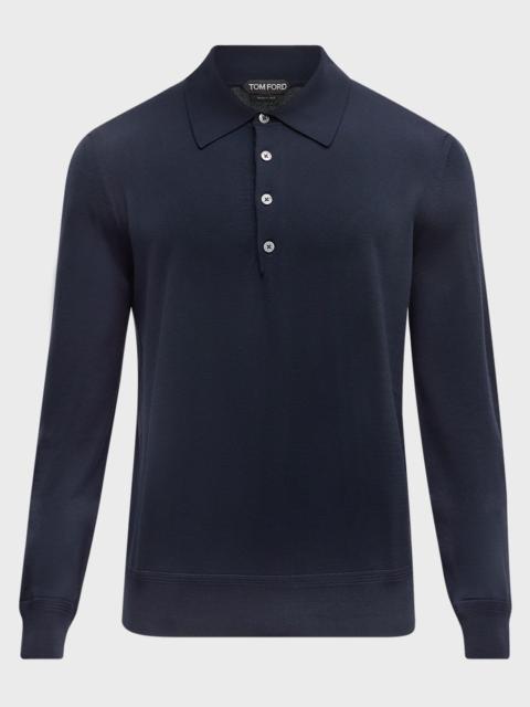 TOM FORD Men's Fine-Gauge Wool Polo Sweater
