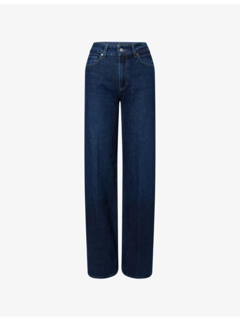 PAIGE "Sasha 34"" Wide-Leg High-Rise Stretch-Denim Jeans"