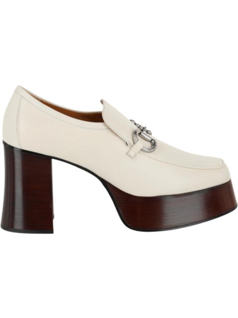 GUCCI Gucci Horsebit Leather Platform Loafers Cream (Women's)