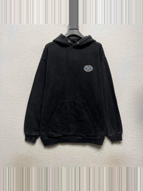BALENCIAGA Balenciaga Black BB Logo Washed-Vintage Hooded Sweater