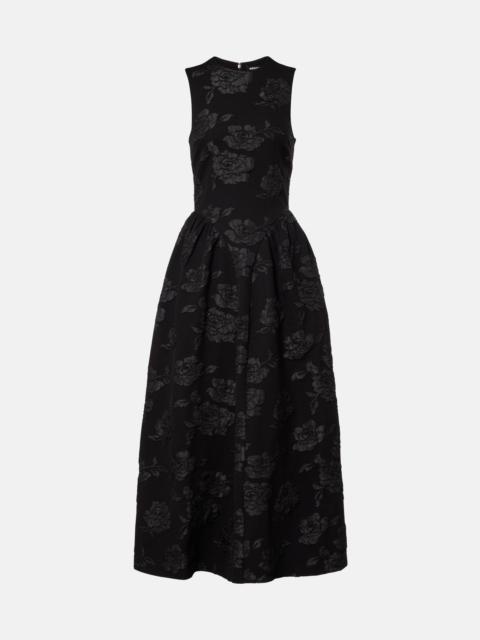 ROTATE Floral jacquard midi dress