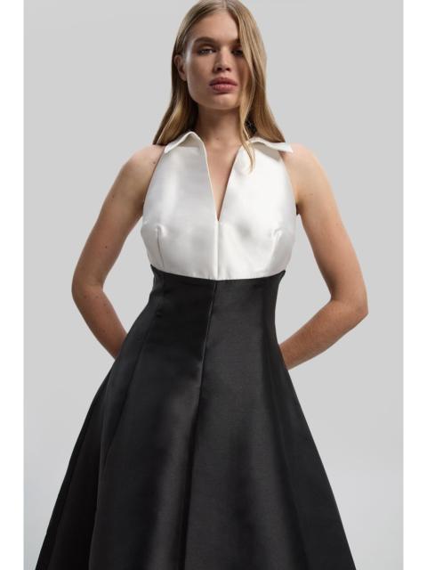 KAREN MILLEN Twill Contrast Tux Tailored Dress