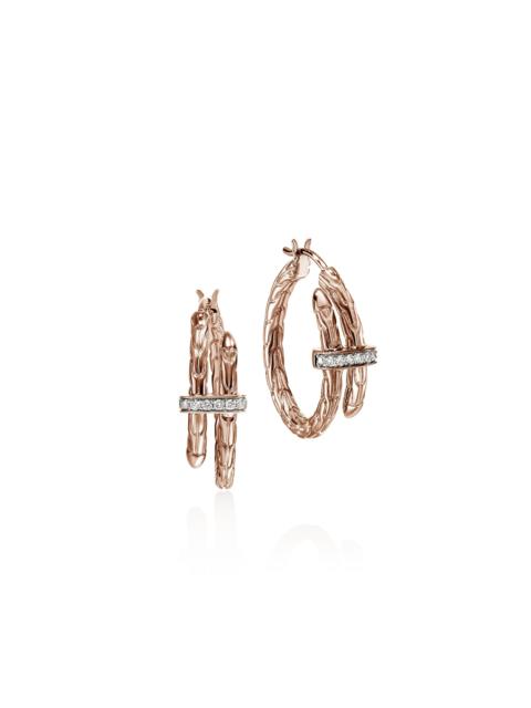 JOHN HARDY Spear Hoop Earring, Rose Gold, Diamonds, 22.5MM