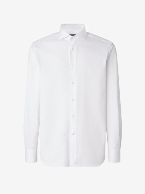 CORNELIANI White shirt with cotton honeycomb micro pattern