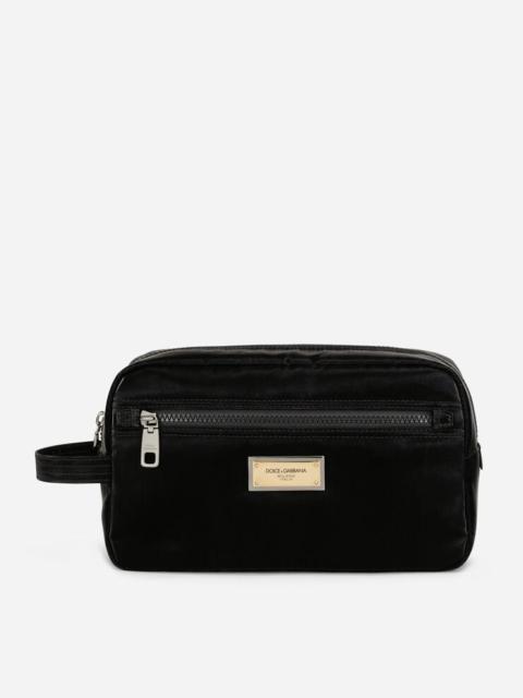 Dolce & Gabbana Nylon toiletry bag with branded plate