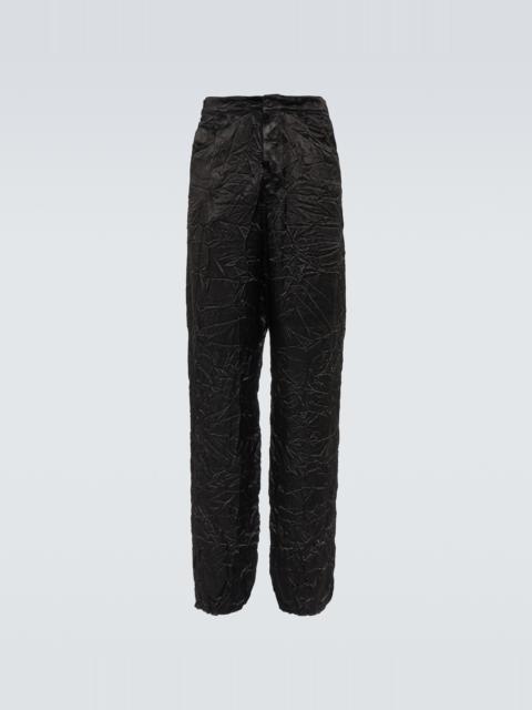 BALENCIAGA Wide-leg crinkled satin pants