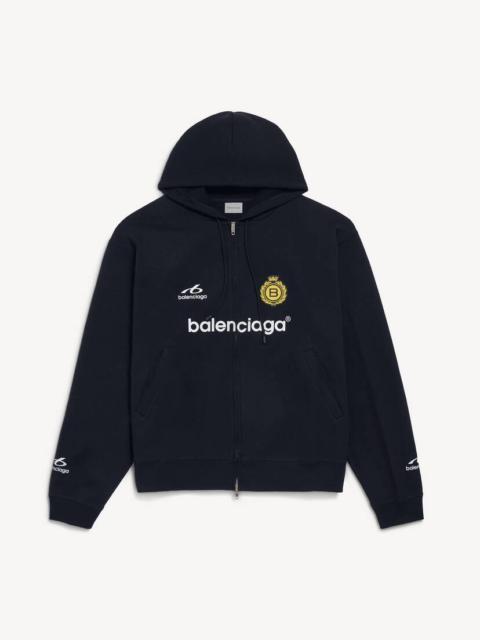 BALENCIAGA Men's Soccer Oversized Zip-up Hoodie in Black