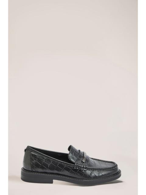 KAREN MILLEN Lara Leather Embossed Croc Loafers