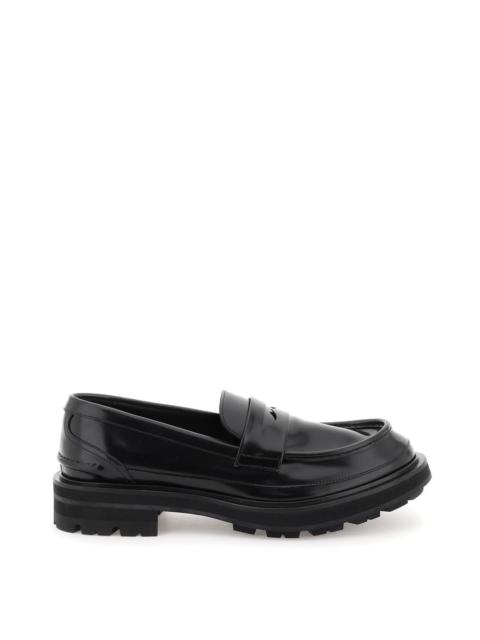 Alexander McQueen BRUSHED LEATHER PENNY LOAFERS