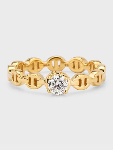 HOORSENBUHS® 18K Yellow Gold Micro Tri-Link Ring with Diamond, Size 6