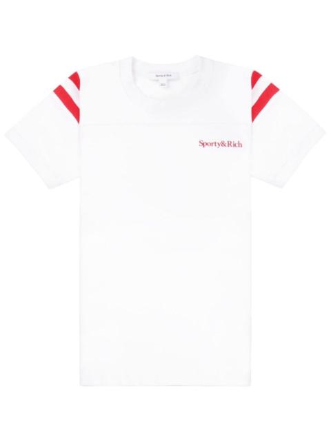 Sporty & Rich Serif Logo Football T-shirt
