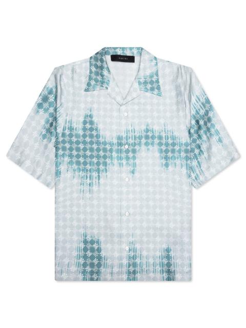 AMIRI MA QUAD BLEACHED CAMP SHIRT - MARINE