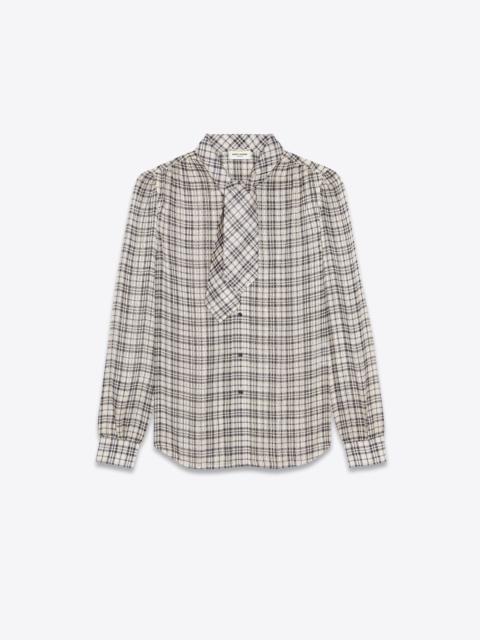 SAINT LAURENT lavallière-neck blouse in checked silk