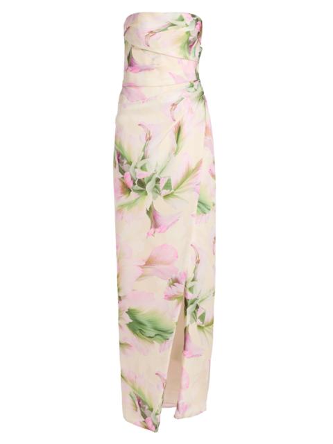 Monique Lhuillier Women's Floral Mikado Strapless Gown - Carnation Multi