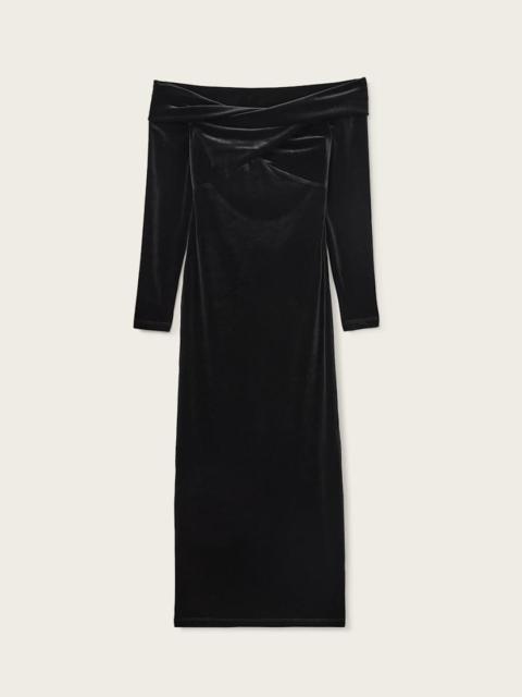 ALLSAINTS DELTA VELVET MIDI DRESS