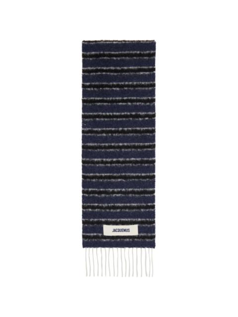 JACQUEMUS Navy & Black Rayures Scarf