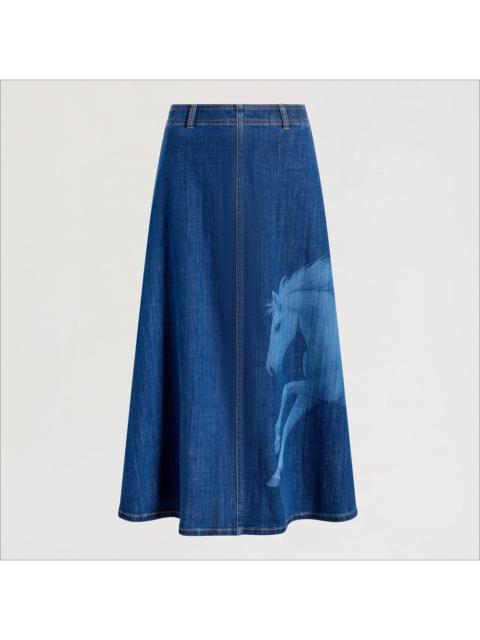 Sam Edelman Horse Print Denim Midi Skirt