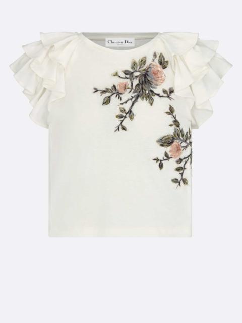 Dior Embroidered T-Shirt with Ruffles