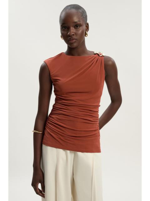 KAREN MILLEN Drapey Crepe Trim Detail Ruched Top