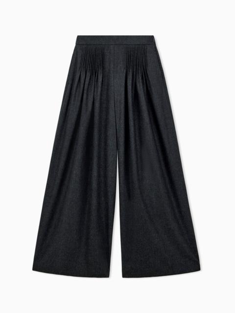 EMPORIO ARMANI HIGH-WAISTED PLEATED TROUSERS IN WOOL AND CASHMERE FLANNEL