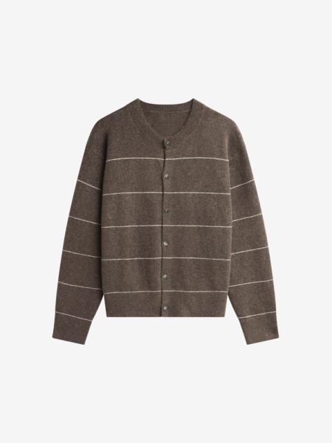 The Frankie Shop Stenvad Crewneck Cardigan - Brown/White Stripe