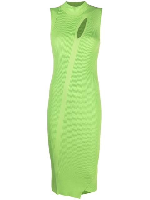 VERSACE cut-out ribbed-knit midi dress