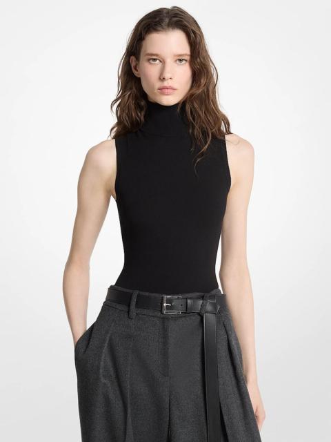 MICHAEL KORS COLLECTION Stretch Viscose Knit Turtleneck Bodysuit