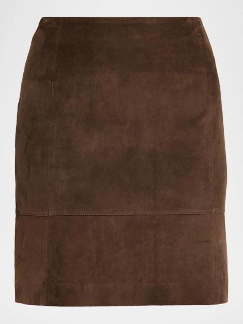 Vince Suede High-Waist Knee Skirt