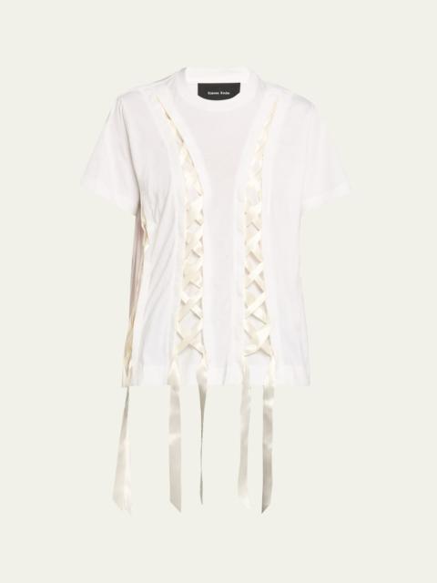 Simone Rocha Unraveling Ribbon Cotton Jersey T-Shirt