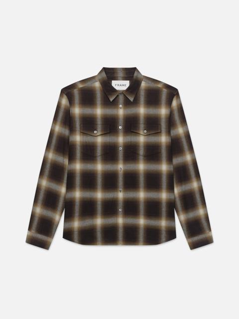 Brushed Cotton Plaid Shirt in Marron
