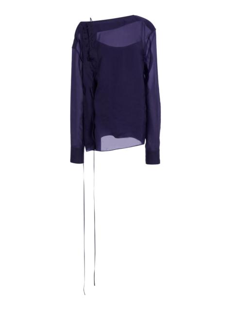 FERRAGAMO Silk-Cupro Draped Top purple