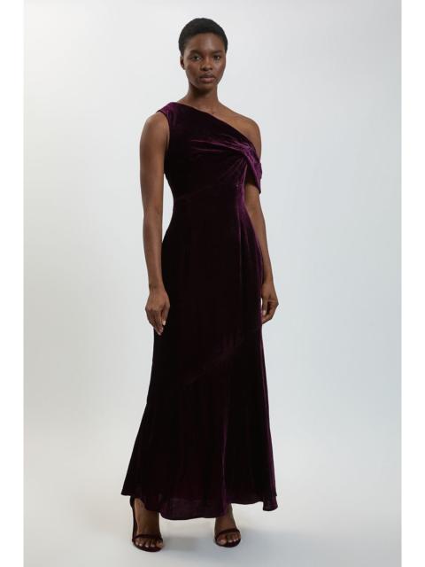 KAREN MILLEN Velvet Off The Shoulder Midi Dress
