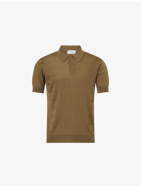 JOHN SMEDLEY Croall Ribbed Merino-Wool Polo Shirt