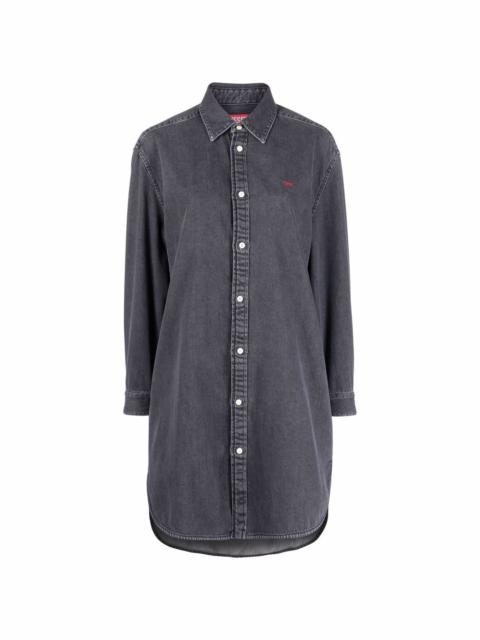 embroidered-logo denim shirt