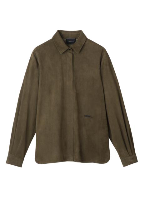 Longchamp Straight leather shirt Khaki - Leather