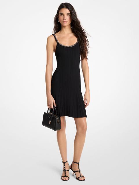 MICHAEL KORS Chain Embellished Stretch Knit Tank Dress