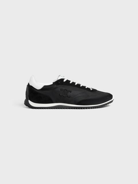 CELINE CELINE RACER LOW LACE-UP SNEAKER WITH TRIOMPHE IN NYLON, SUEDE CALFSKIN AND CALFSKIN