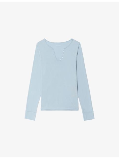 Zadig & Voltaire Tunisien Graphic-Print Long-Sleeve Cotton T-Shirt