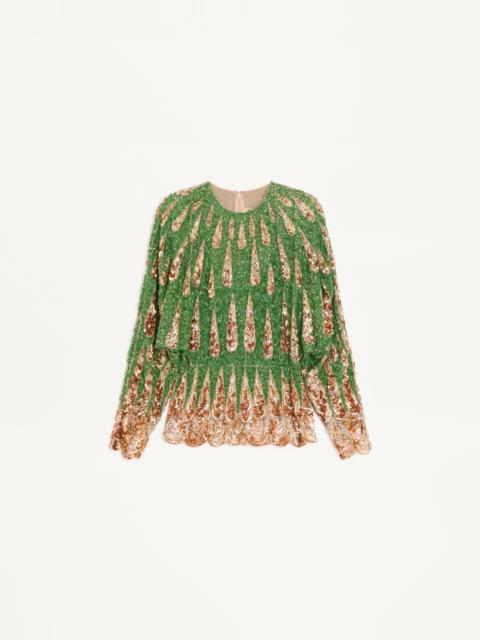 Valentino EMBROIDERED CHIFFON TOP