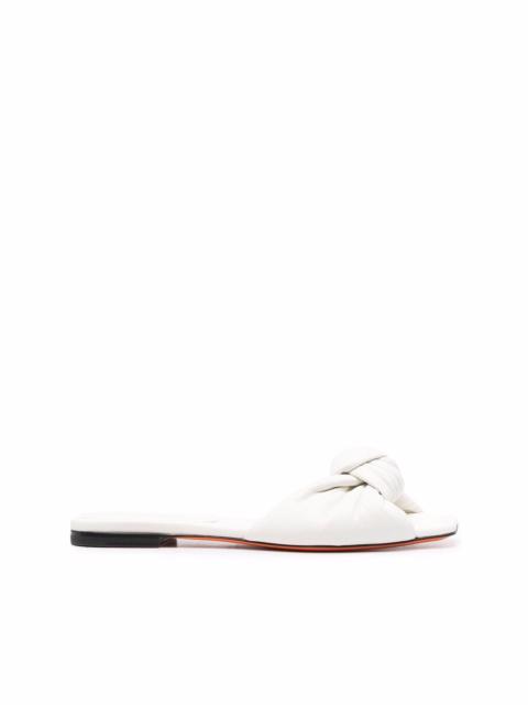 knot-strap leather slide sandals