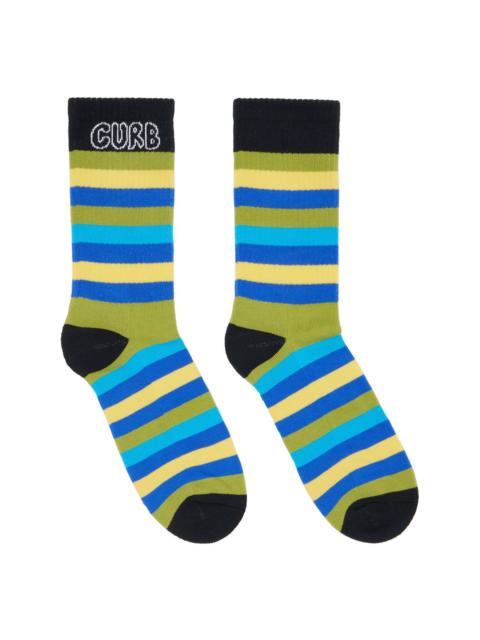 Lanvin Green & Blue 'Curb' Striped Cotton Socks