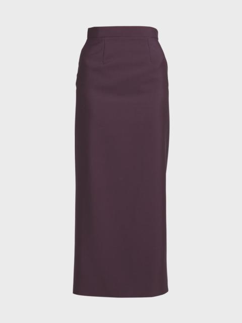 Long Wool Pencil Skirt