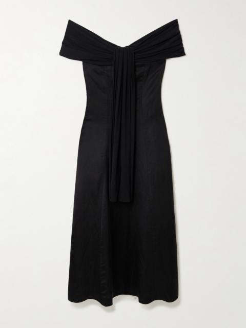 ABADIA Off-the-shoulder Voile And Stretch-bamboo Jersey Midi Dress