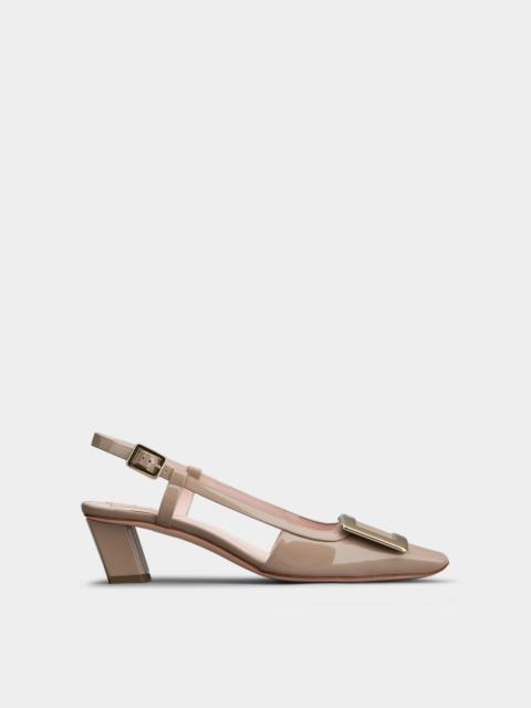 Belle Vivier Metal Buckle Slingback Pumps in Patent Leather