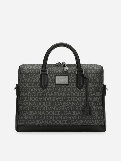 Coated jacquard briefcase