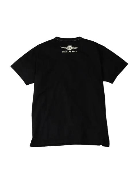 THE FLAT HEAD FN-THC-203 Three Needle Small Flying Wheel Tee Black